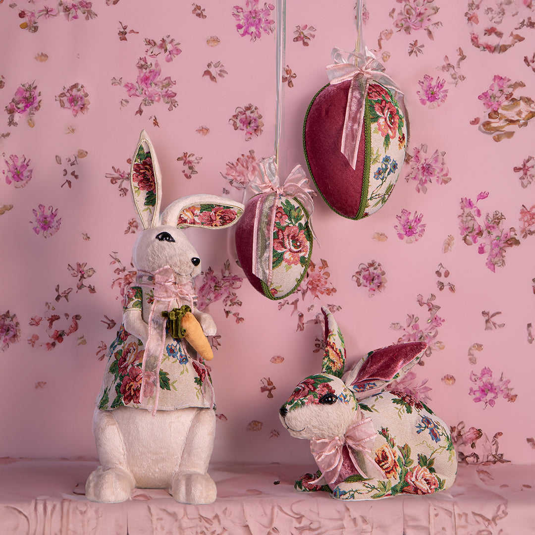 Animale decorativo Coniglio Seduto con Fiocco • 24 cm