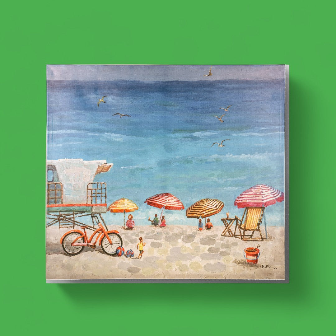 Quadro con spiaggia e ombrelloni • 100 cm