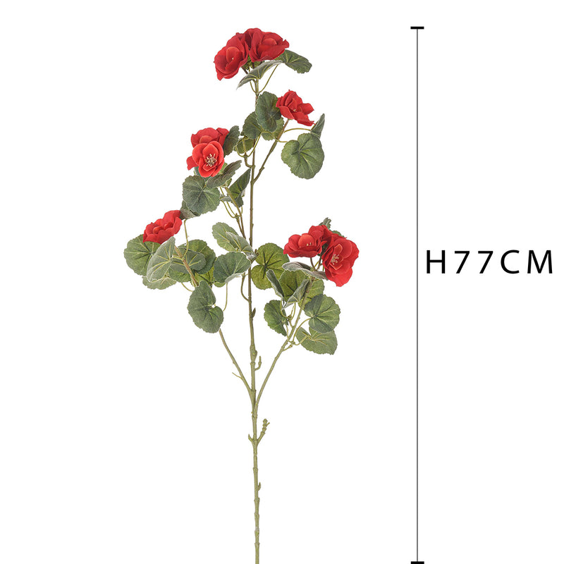 4 Pezzi • Ramo di begonia con fiori artificiale • 77 cm