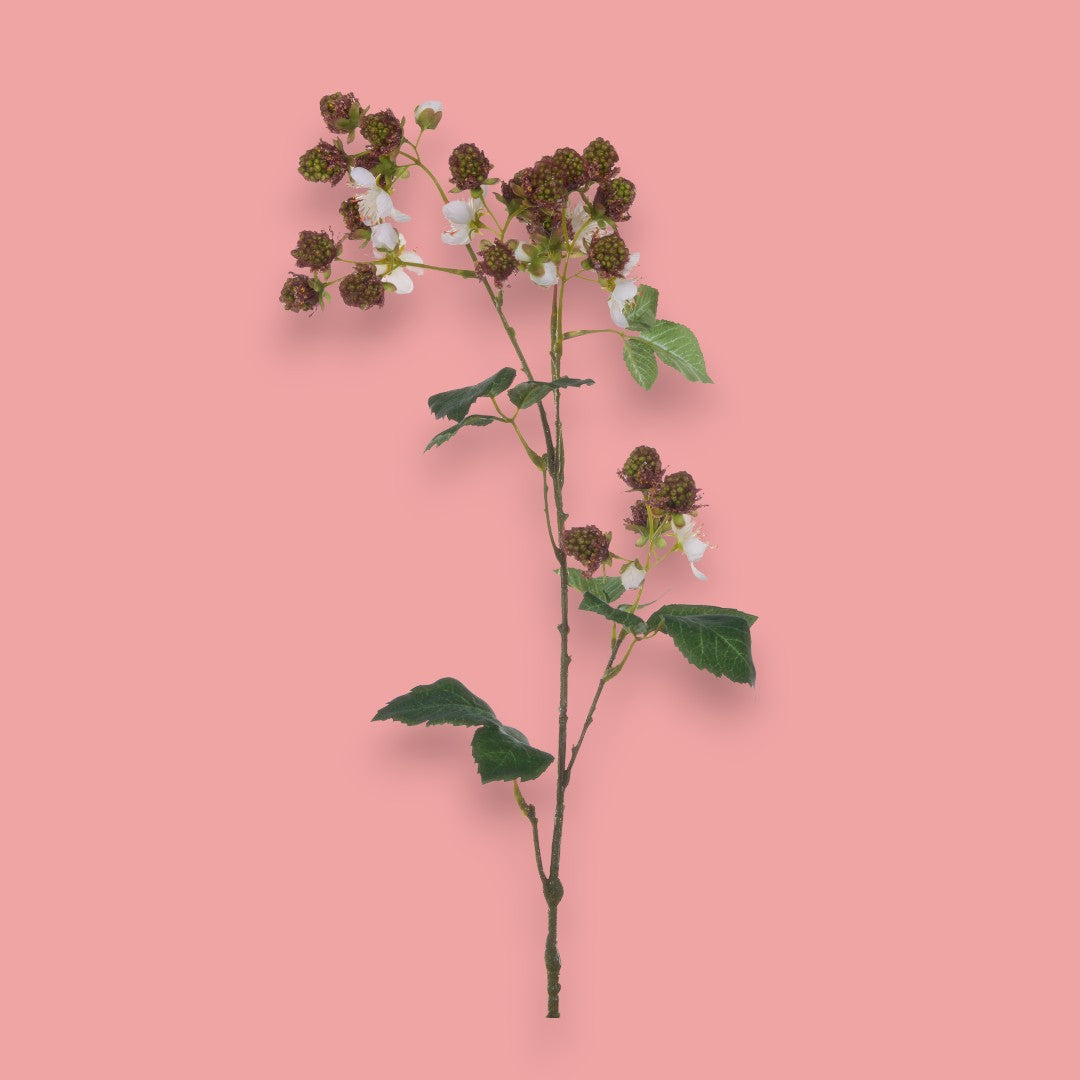 6 Pezzi • Ramo di more artificiale con fiori • 71 cm