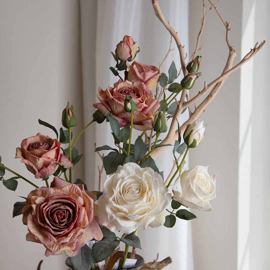 Rosa per 5 fiori Dry Look • 65 cm
