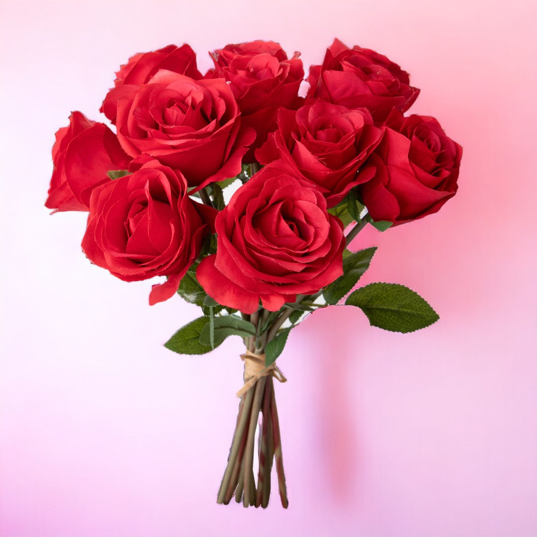 Mazzo rose artificiali per 9 fiori • 40 cm