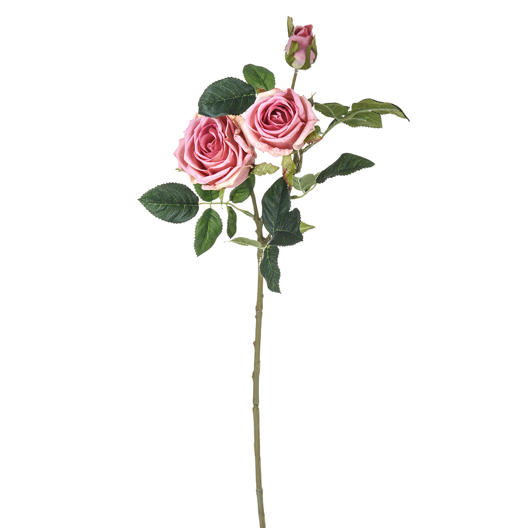 2 Pezzi • Rose artificiali real touch a 3 diramazioni • 80 cm