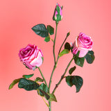 2 Pezzi • Rose artificiali real touch a 3 diramazioni • 80 cm