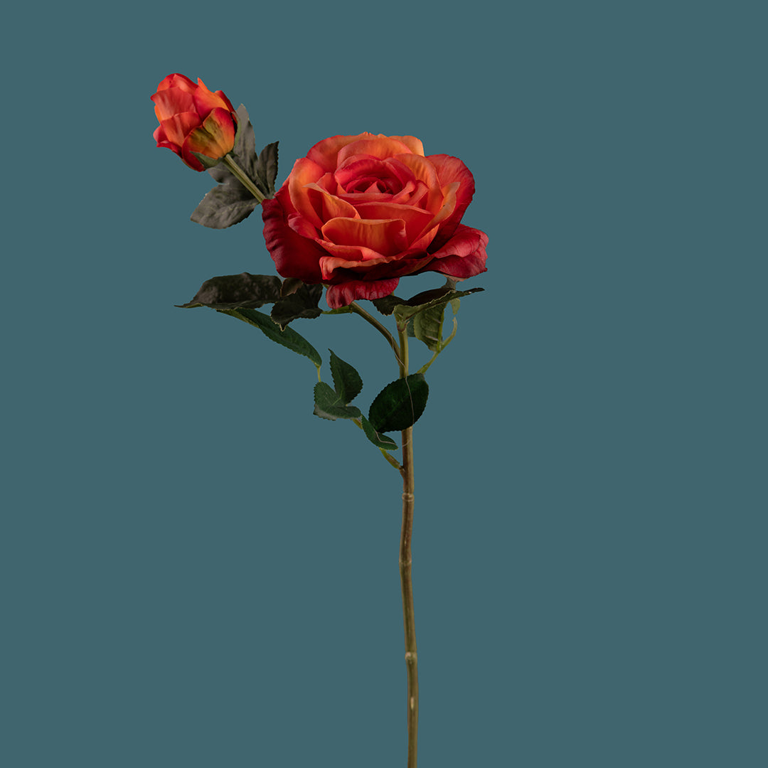 4 Pezzi • Ramo rosa artificiale real touch • 65 cm
