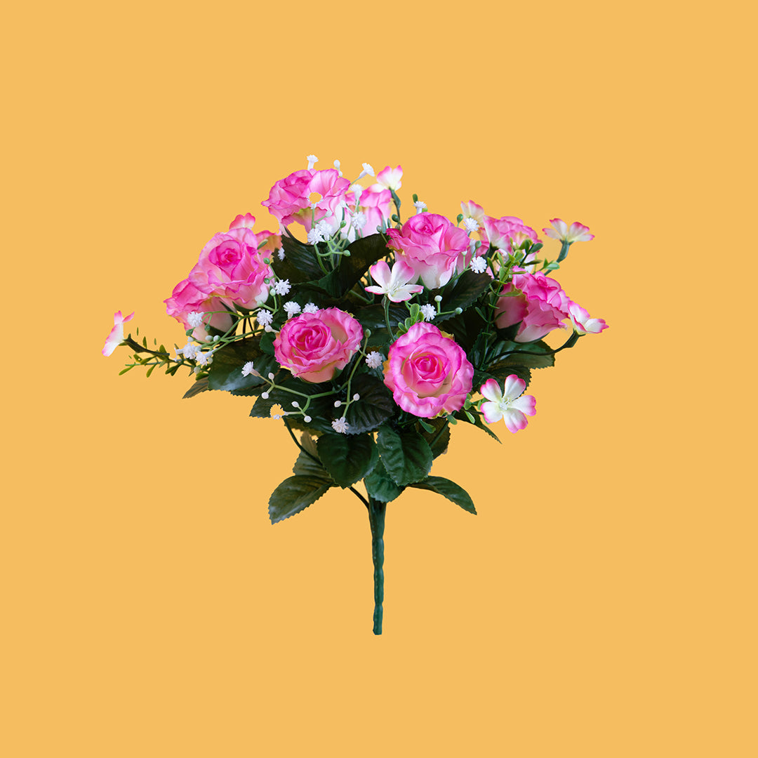 Bouquet artificiale per 13 fiori rose e gypsophila • 33 cm
