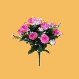 Bouquet artificiale per 13 fiori rose e gypsophila • 33 cm