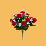 Bouquet artificiale per 13 fiori rose e gypsophila • 33 cm