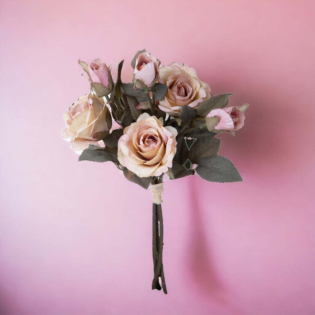 2 Pezzi • Mazzo rose bocci artificiale • 28 cm