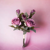 2 Pezzi • Mazzo rose bocci artificiale • 28 cm