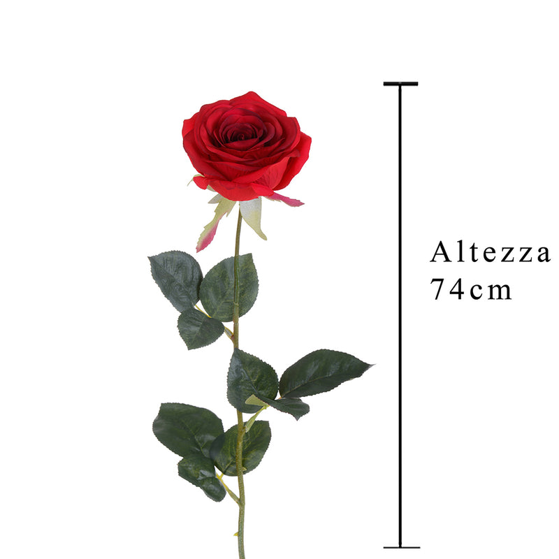 4 Pezzi • Rose artificiali aperte • 74 cm