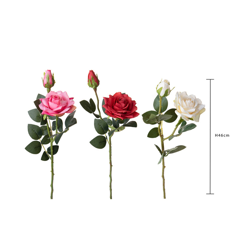 4 Pezzi • Rose artificiali per 2 fiori • 46 cm