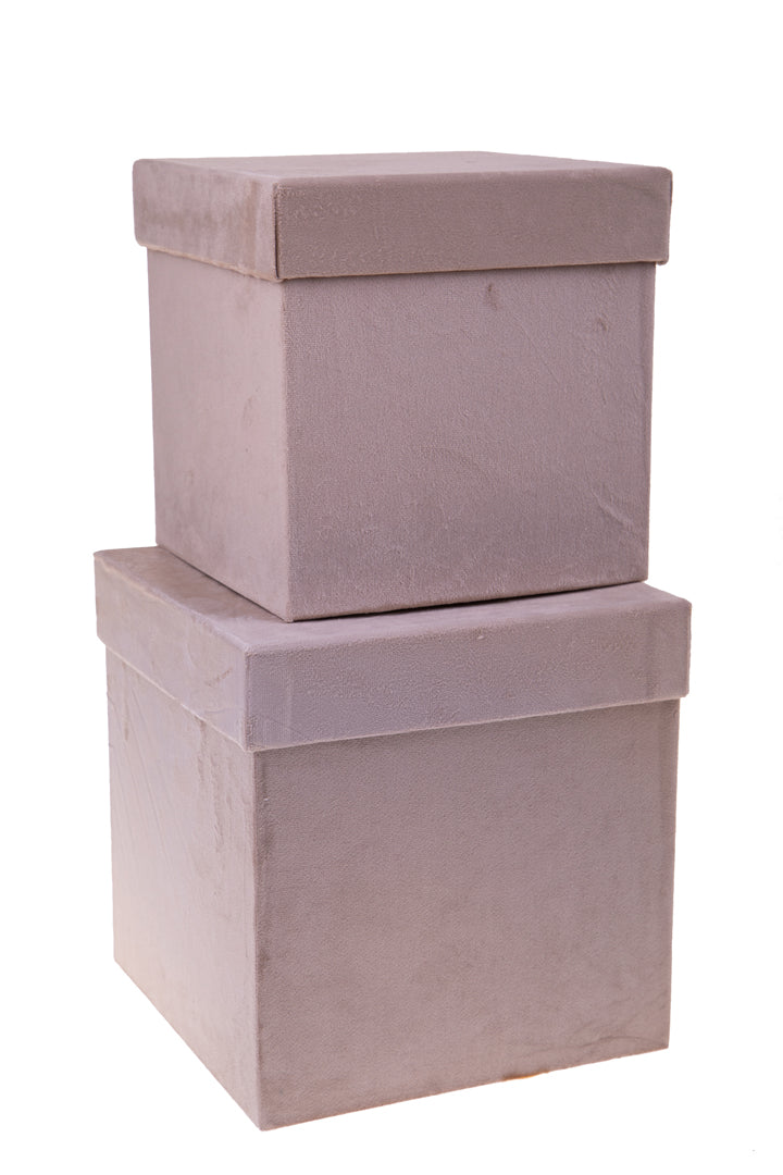 Set 2 scatole quadrate velluto • 26,5 cm