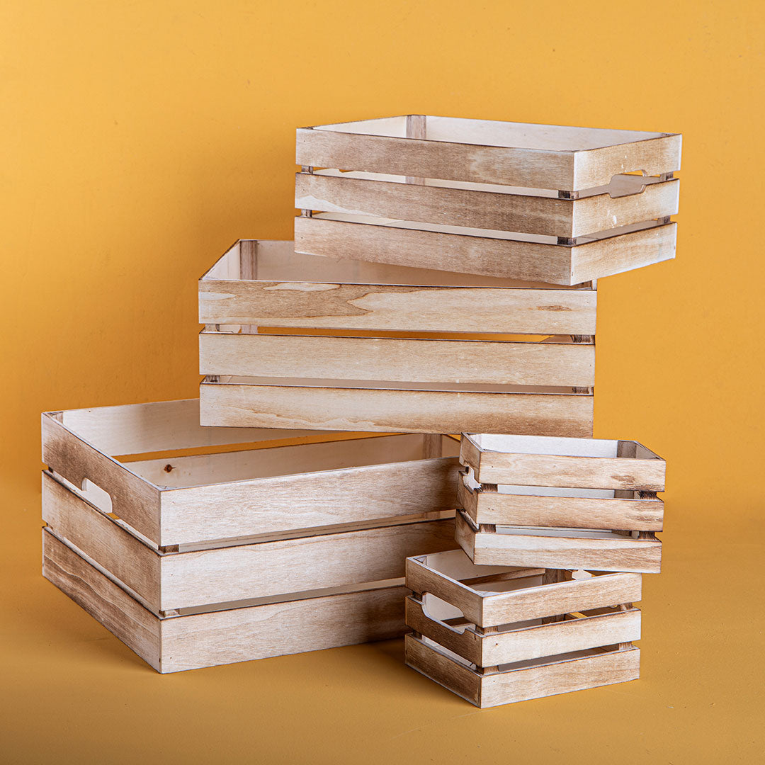 Serie da 5 cassetta legno • 15 cm