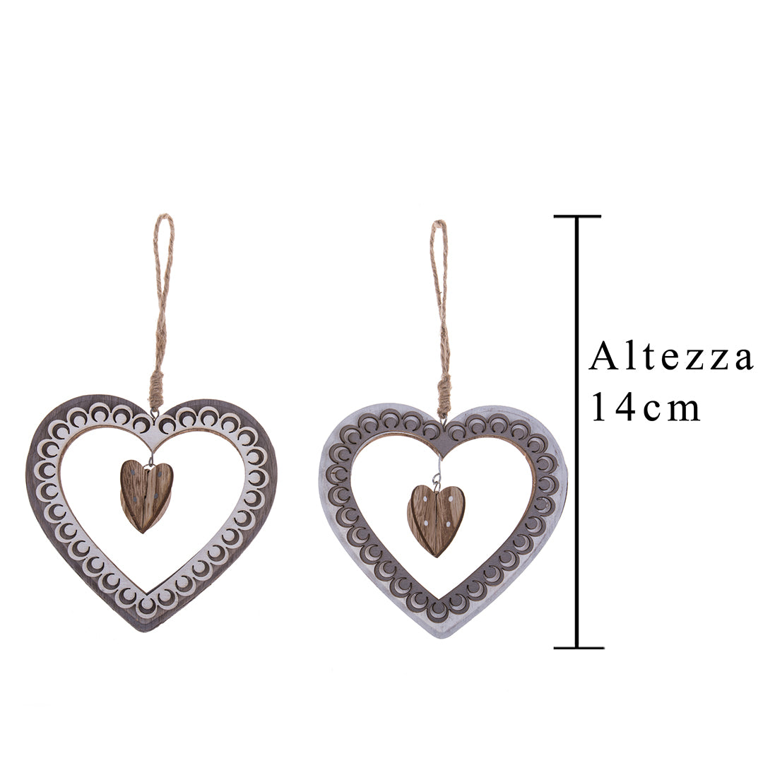 6 Pezzi • Cuore da appendere • 14 cm