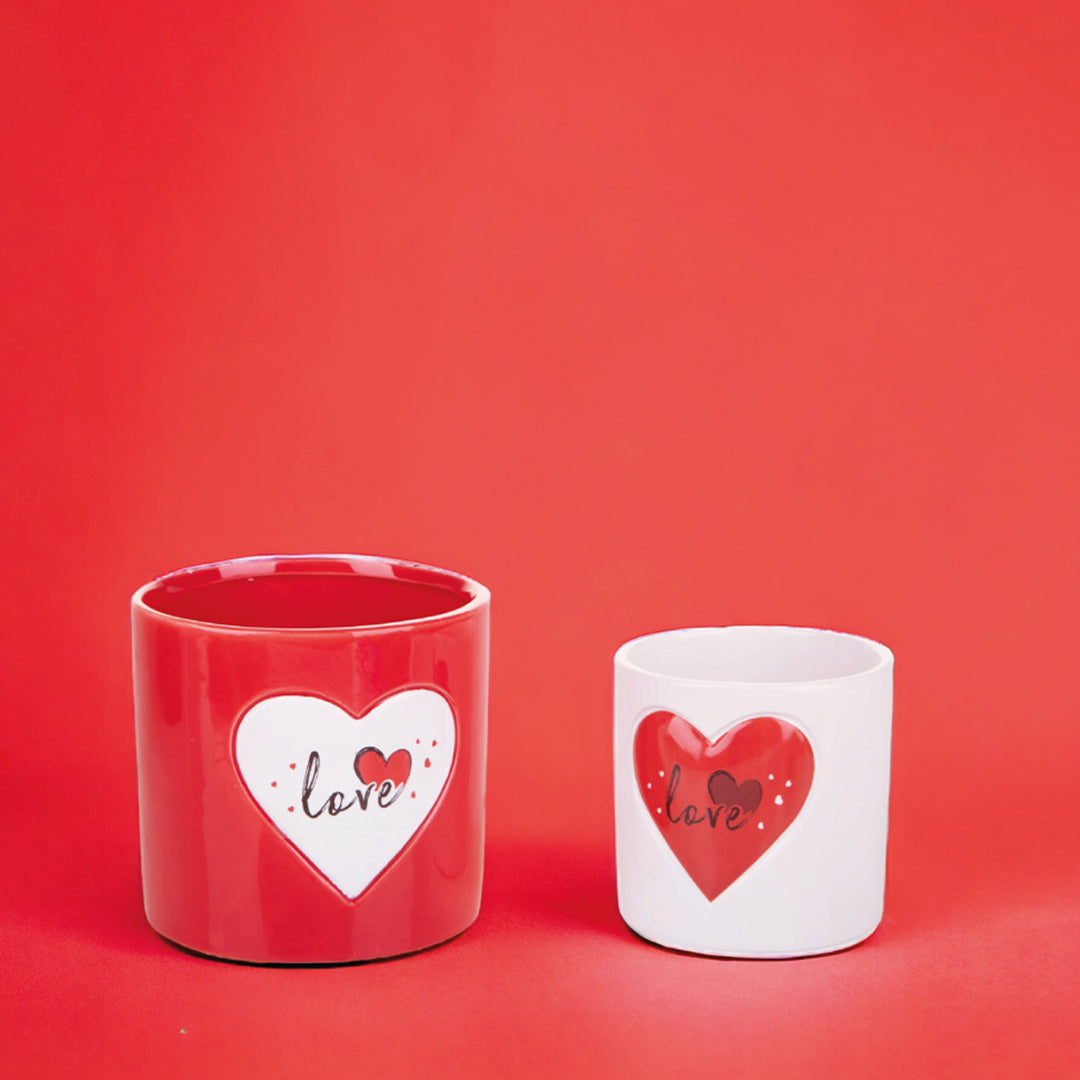 Set 2 cachepot con cuore • 12 cm