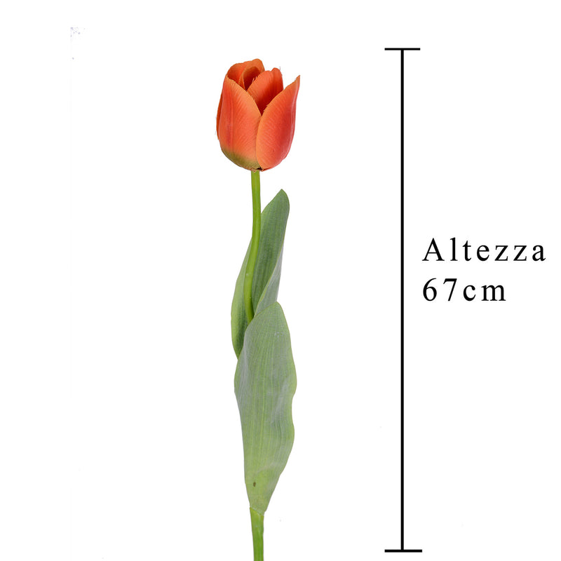 3 Pezzi • Tulipano con foglie artificiale • 67 cm