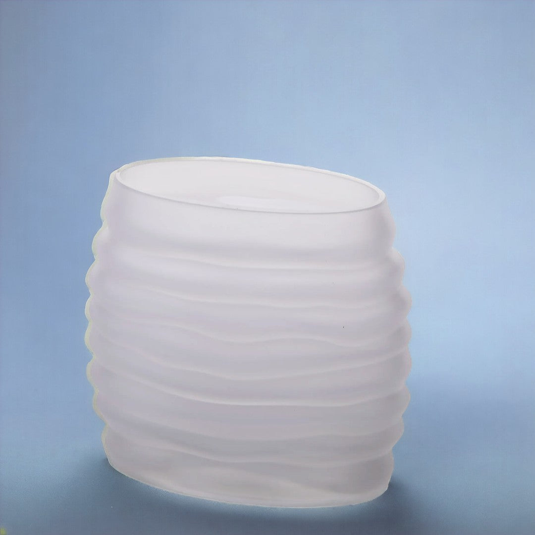 2 Pezzi • Vaso ovale righe rilievo • 18 cm