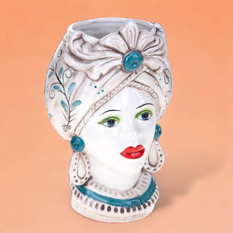 Vaso ceramica Testa Moro Donna • 28 cm