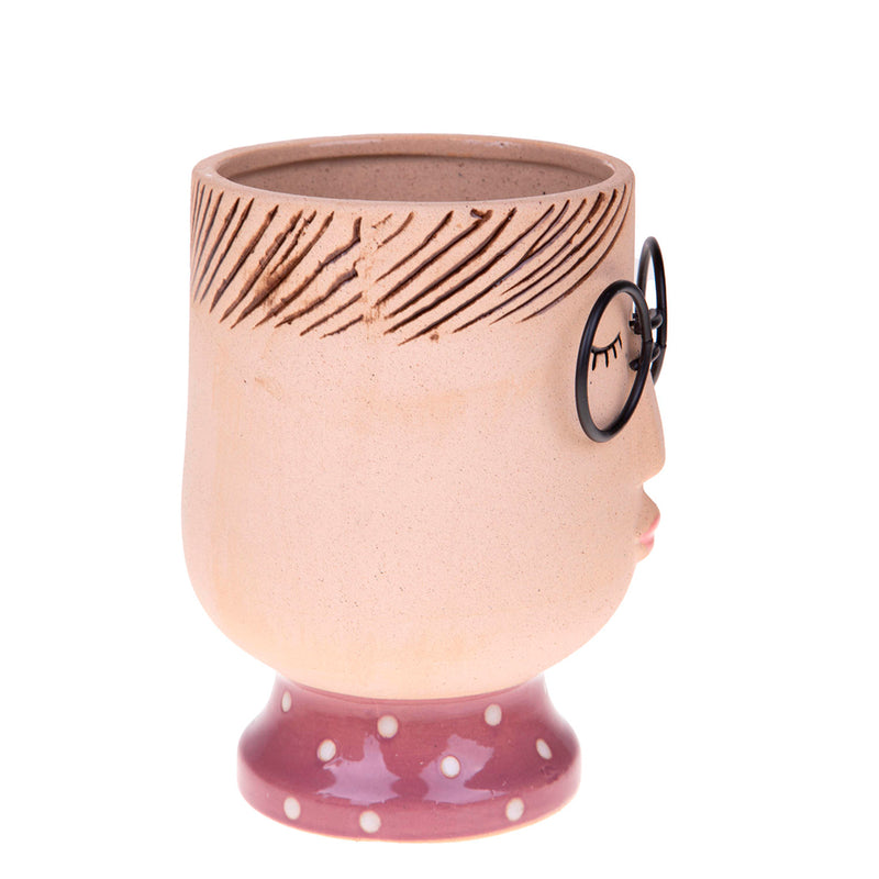 Vaso testa donna occhiali • 59,5 cm