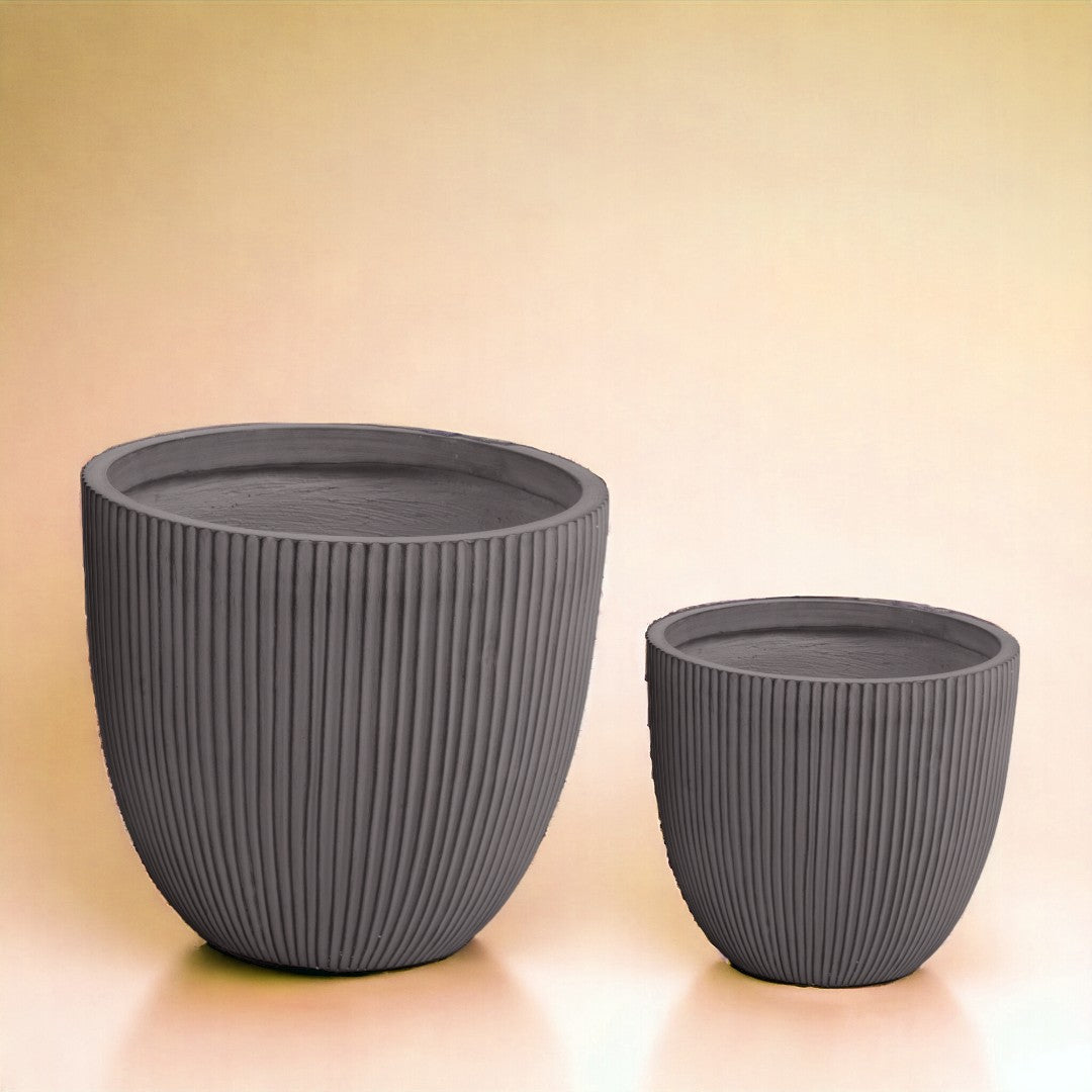 Vaso ceramica Set di 2 Cachepot linee Verticali • 35 cm