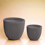 Vaso ceramica Set di 2 Cachepot linee Verticali • 35 cm