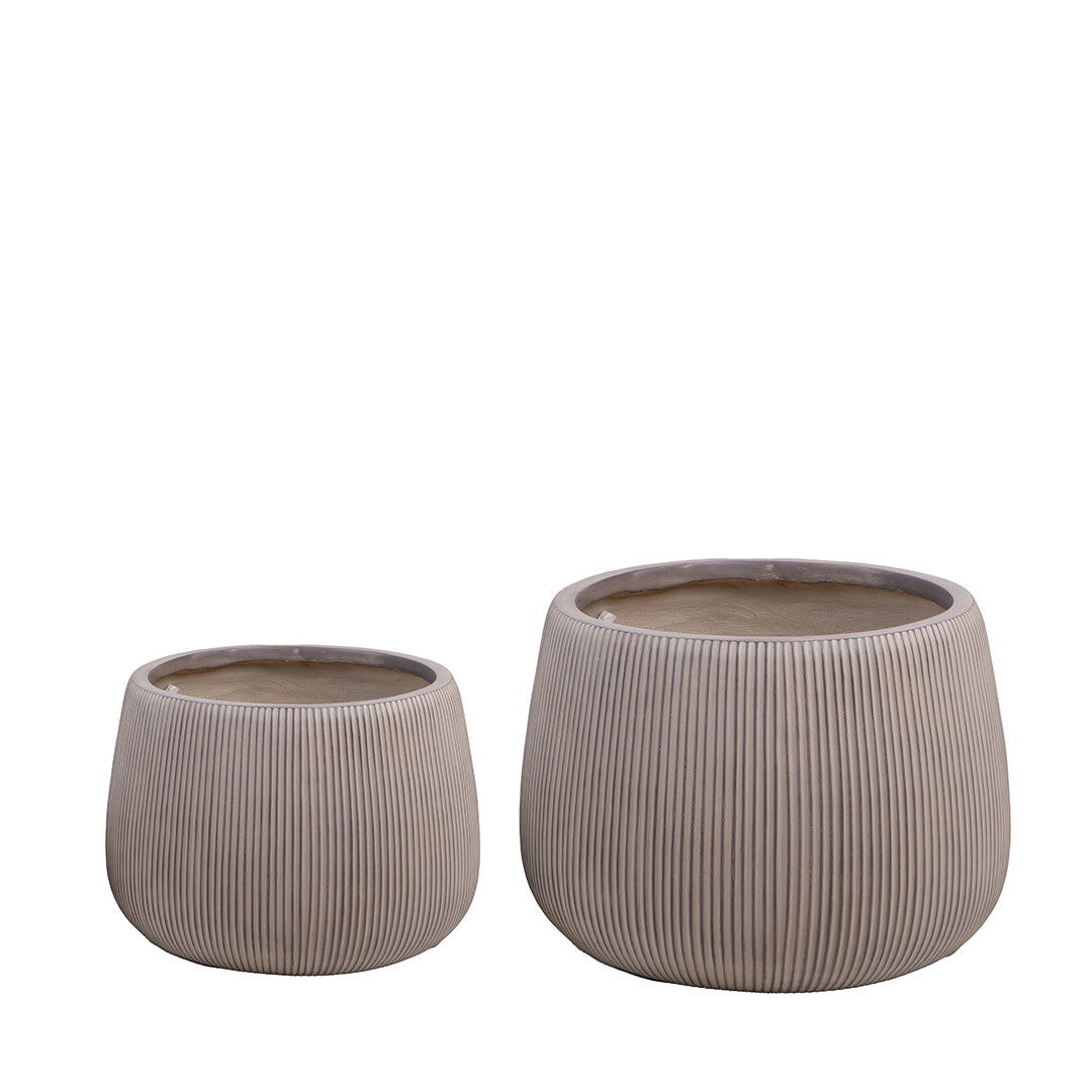 Vaso ceramica Set di 2 Cachepot linee Verticali • 36 cm