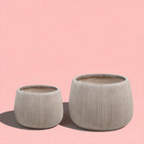 Vaso ceramica Set di 2 Cachepot linee Verticali • 36 cm