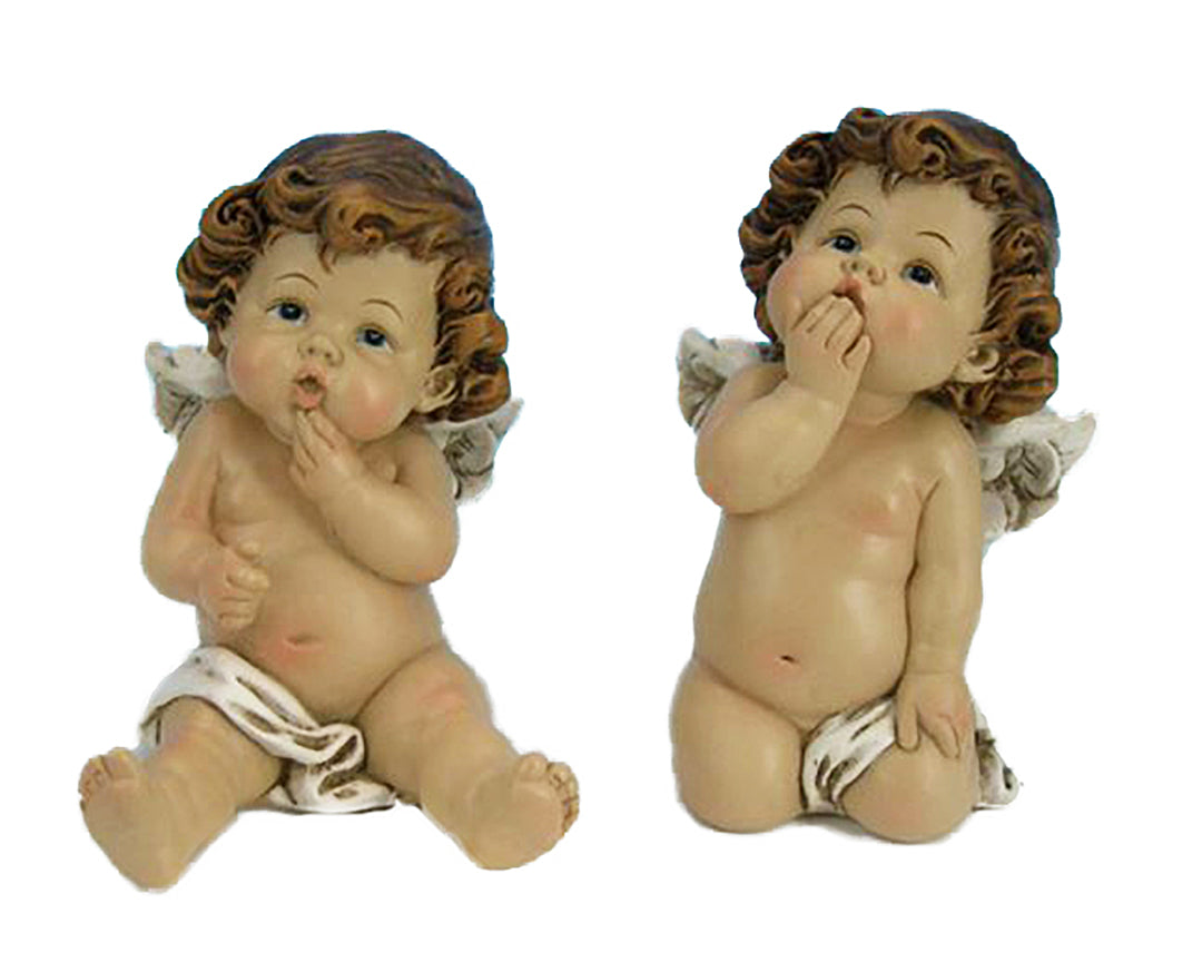 Set di 2 angeli seduti • 12 cm