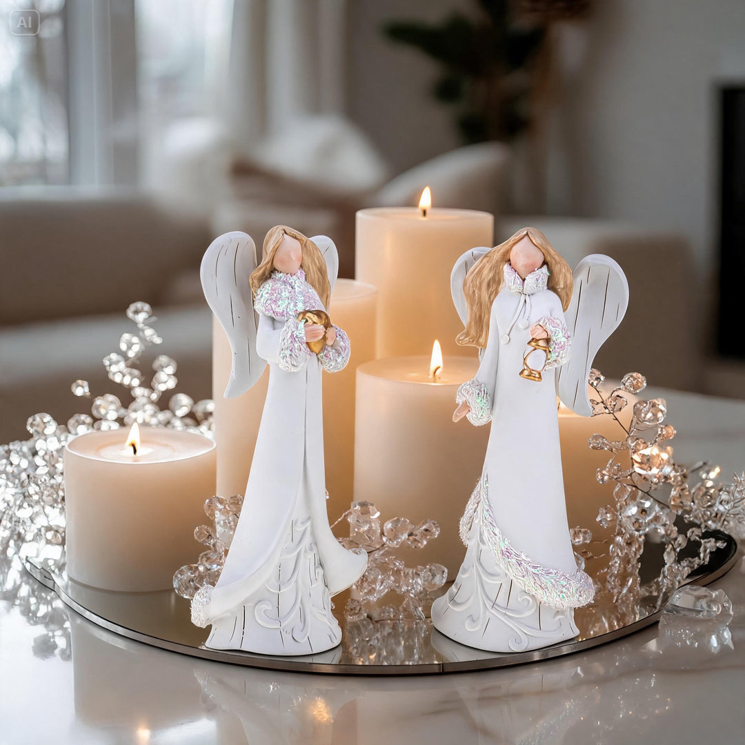 Pezzi 2 •Angeli con glitter • H 16,5 cm