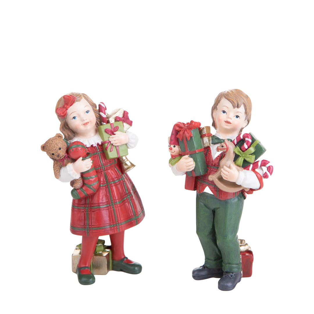 Set 2 bimbi con doni • 12,6 cm