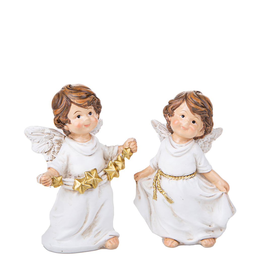 2 Pezzi •  Set di 2 Angeli con Stelle  • 12 cm