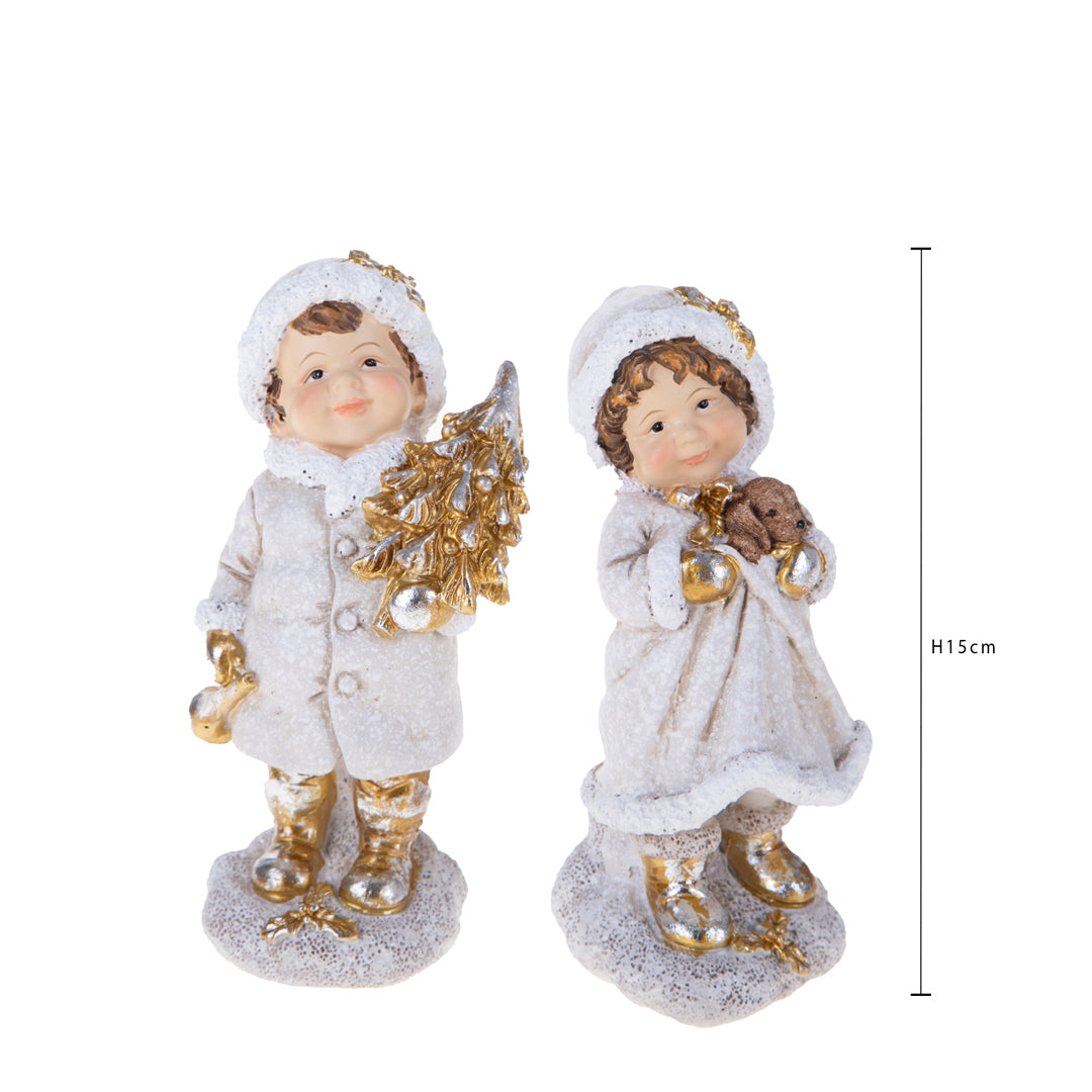 2 bimbi conAbete e peluche • H 15 cm