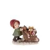 Bimba con slitta pacchi dono • H 12 cm