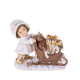 Bimba con slitta pacchi dono • H 12 cm