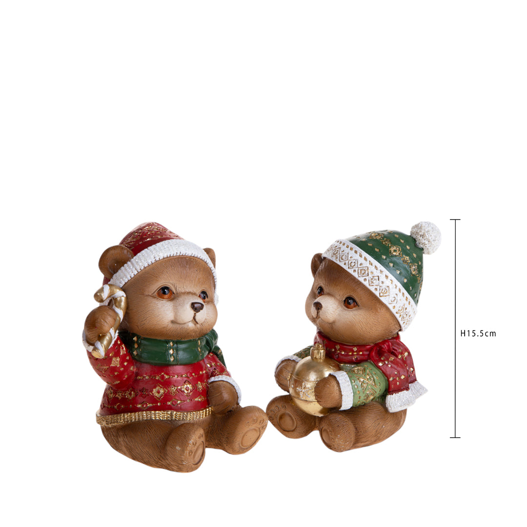 2 orsetti natale • H 15,5 cm