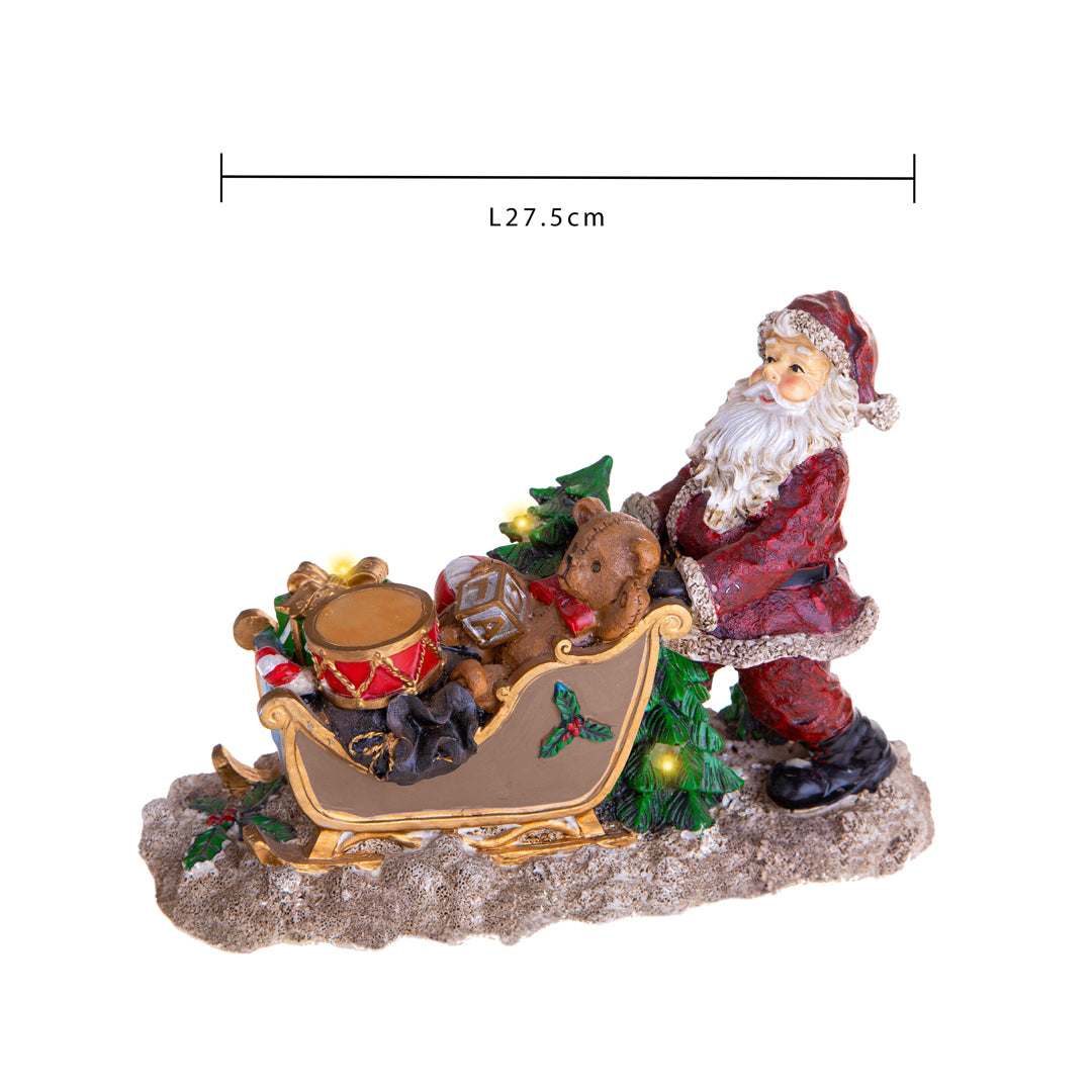 Babbo con led su slitta • H 19,5 cm