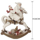 Babbo natale con bambino s/cavallo • H 38 cm