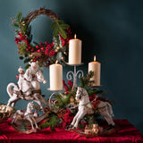 Babbo natale con bambino s/cavallo • H 38 cm