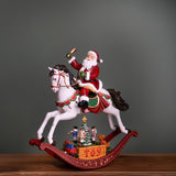 Babbo con Led+Mov+Mus Su Cavallo • 31 cm