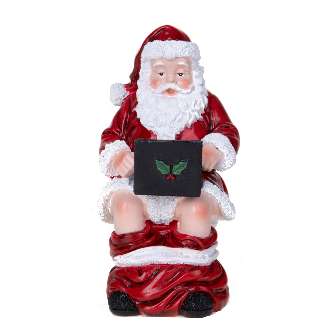 Babbo natale su water con pc • H 17,5 cm