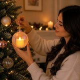 Pezzi 6 • Sfera con candela con led • H 10 cm
