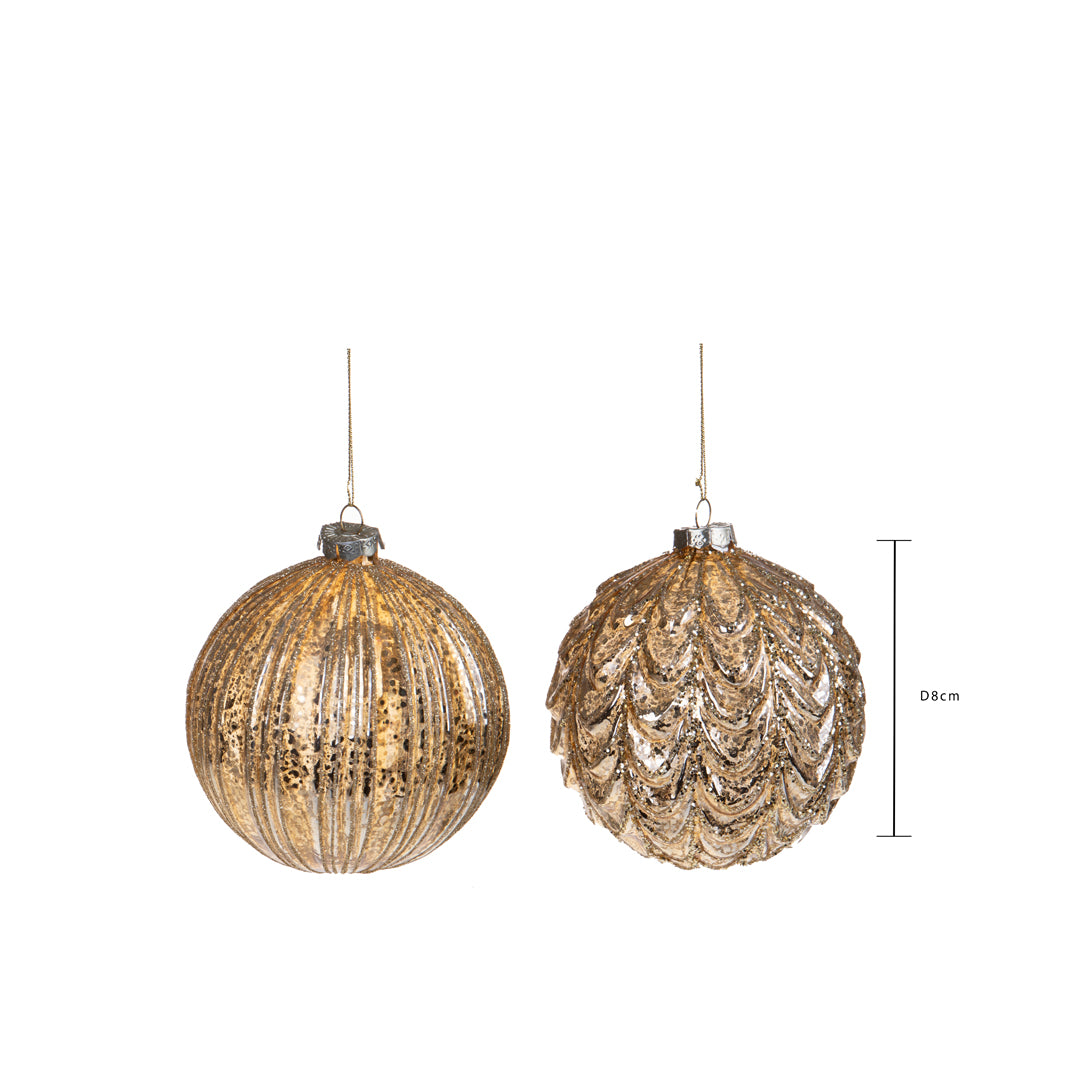 Pezzi 6 • Sfera con decoro riga/onda • H 8 cm