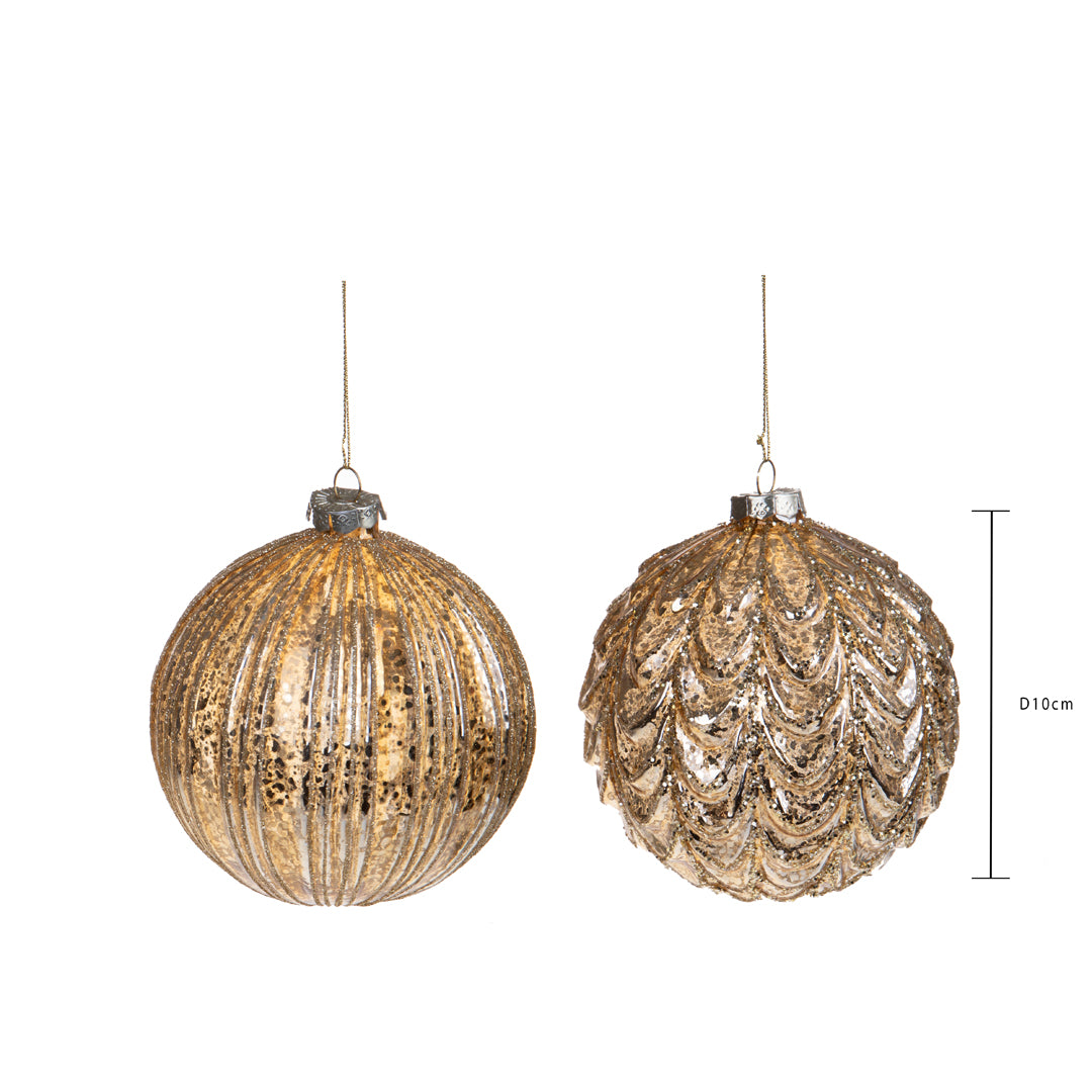 Pezzi 4 • Sfera con decoro riga/onda • H 10 cm