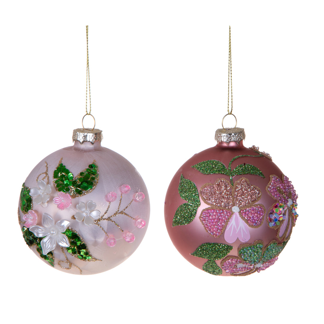 Pezzi 12 • Sfera con fiori rilievo • H 8 cm