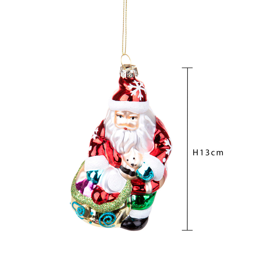 3 Pezzi • Babbo natale con sacco doni • 13 cm