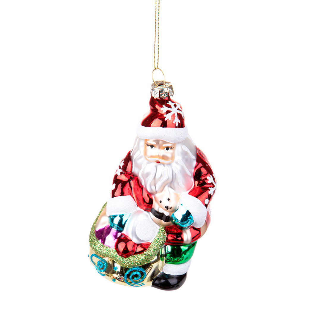 3 Pezzi • Babbo natale con sacco doni • 13 cm