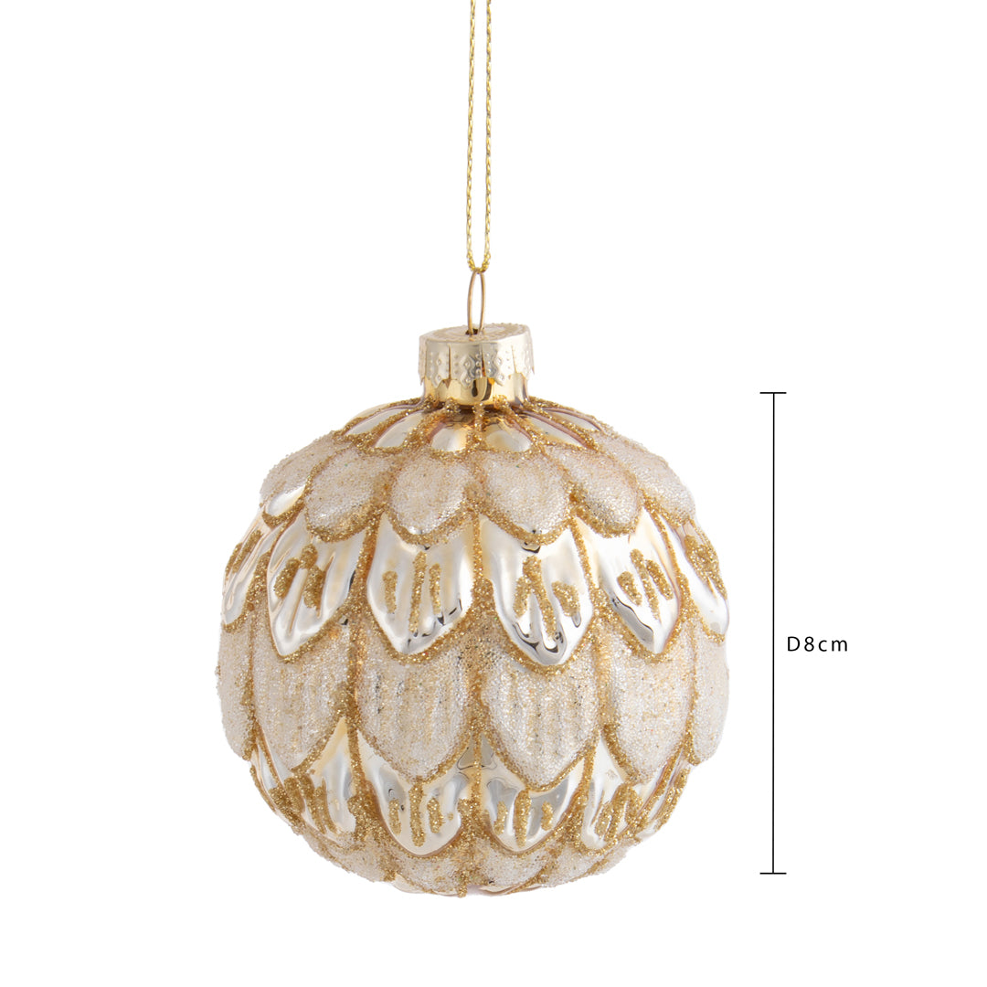 Pezzi 4 • Sfera con foglie • D 8 cm