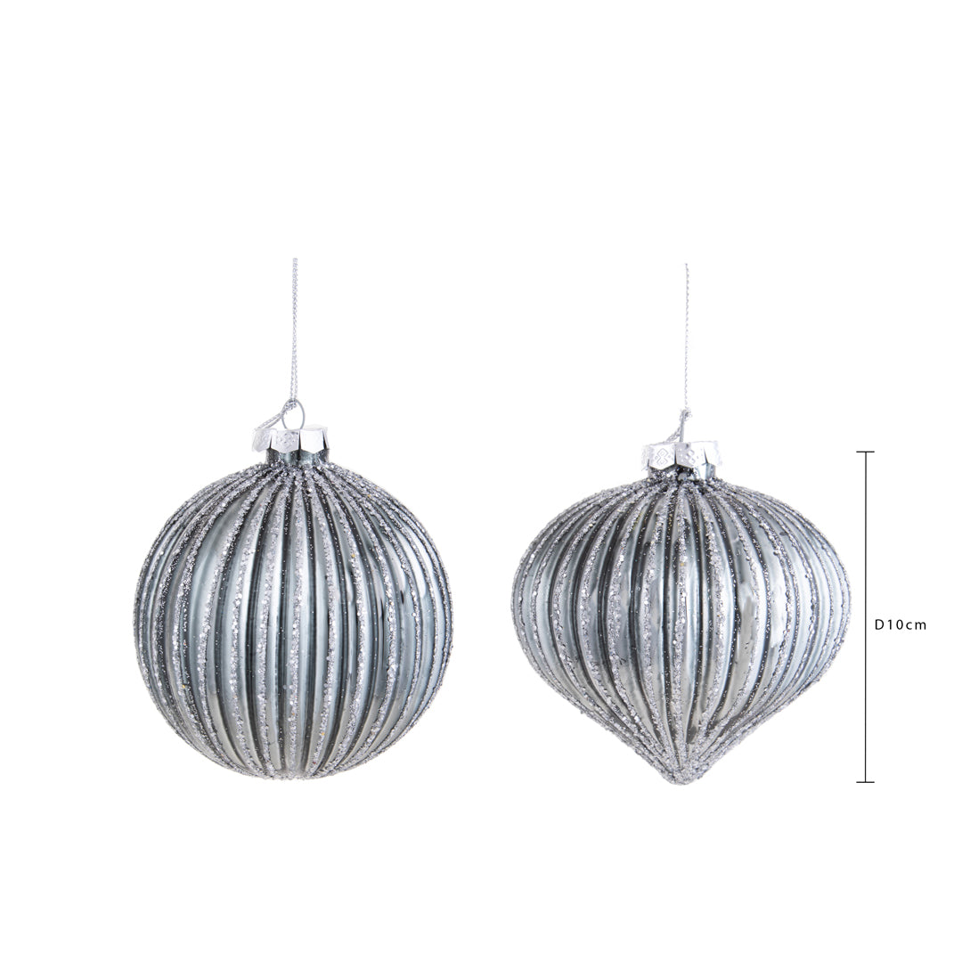 Pezzi 4 • Onion/sfera con righe • H 10 cm