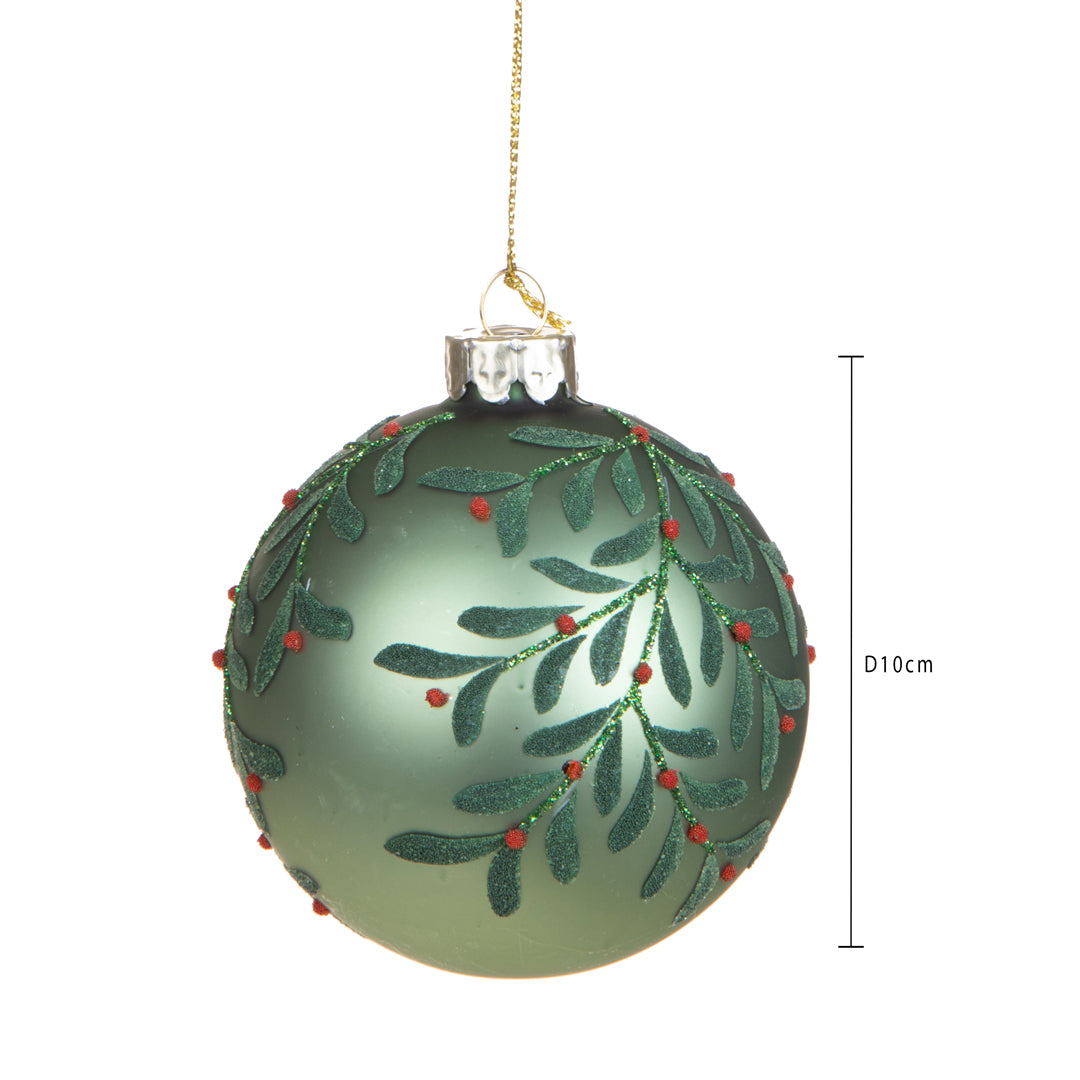Pezzi 4 • Sfera con foglie rilievo • H 10 cm